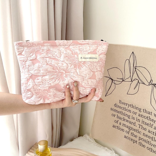 3 Pink Floral Large Makeup Cosmetic Bags - photo 3