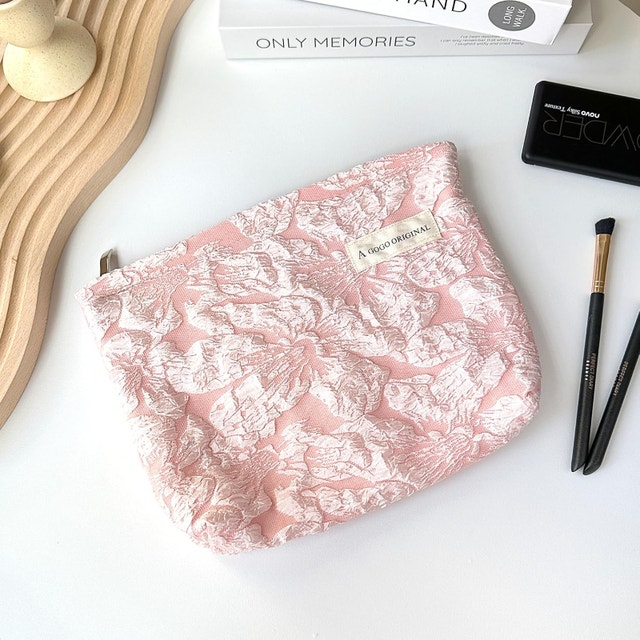 3 Pink Floral Large Makeup Cosmetic Bags - photo 4