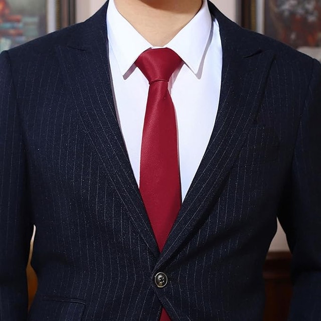 NEW 4 Men's Satin Solid Burgundy Ties