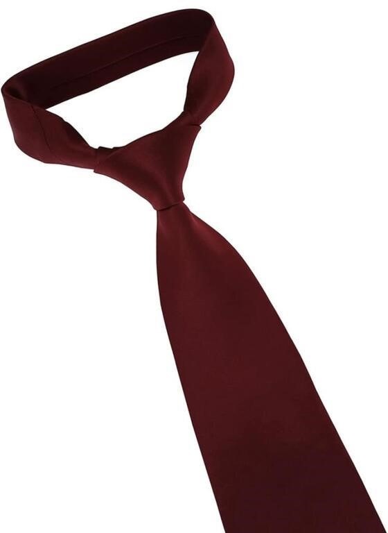 NEW 4 Men's Satin Solid Burgundy Ties - photo 2