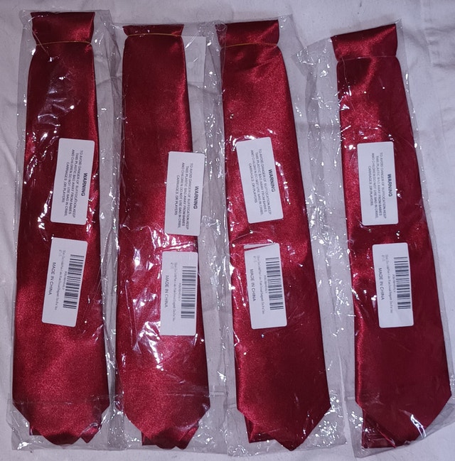 NEW 4 Men's Satin Solid Burgundy Ties - photo 4