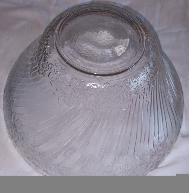 Vintage KIG Indonesia Crystal Glass Punch Bowl Grandeur Flowers - photo 4