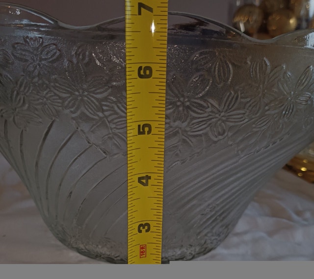 Vintage KIG Indonesia Crystal Glass Punch Bowl Grandeur Flowers - photo 5