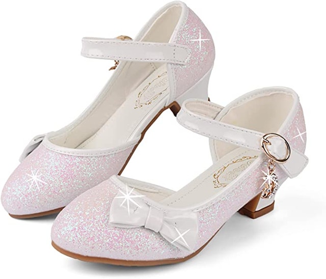 NEW OVEKOS Girls Sequins Bows High Heel Shoes Size 33/34 (US 2/2