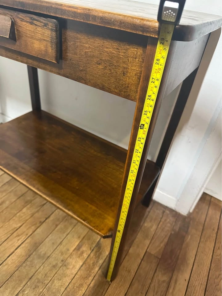 MCM Solid Wood Side Table / End Table with Drawer & Lower Shelf - photo 4