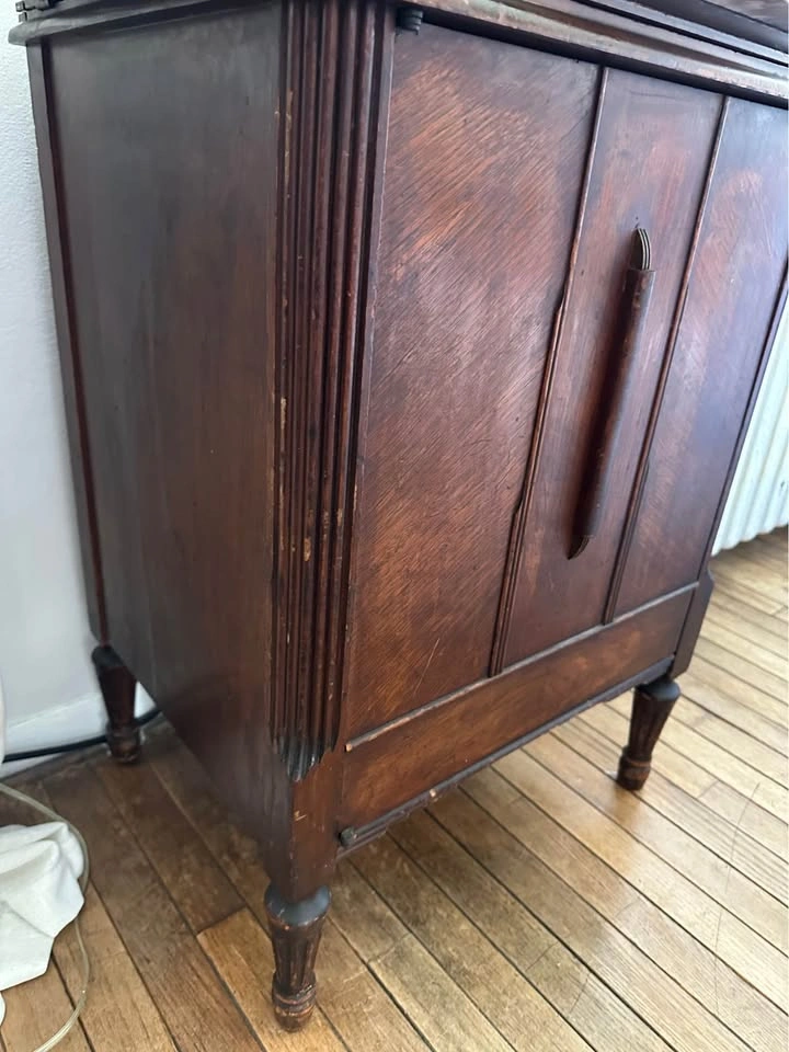 Vintage Sewing Cabinet with Marble Top + White Rotary Machine - photo 4