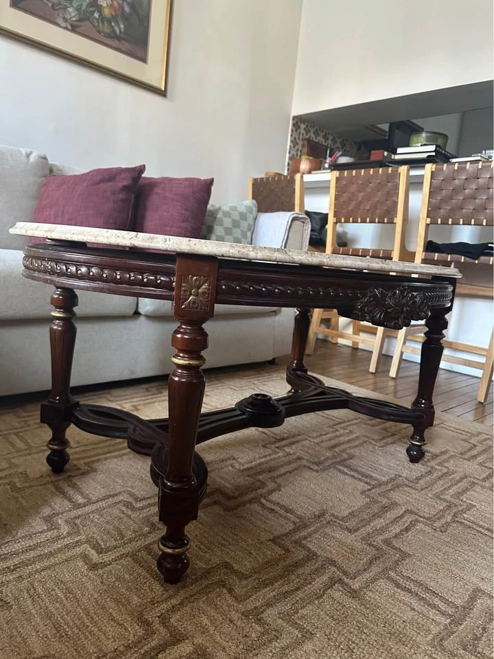 Antique Oval Marble Top Coffee Table - Custom Made Italy - photo 3