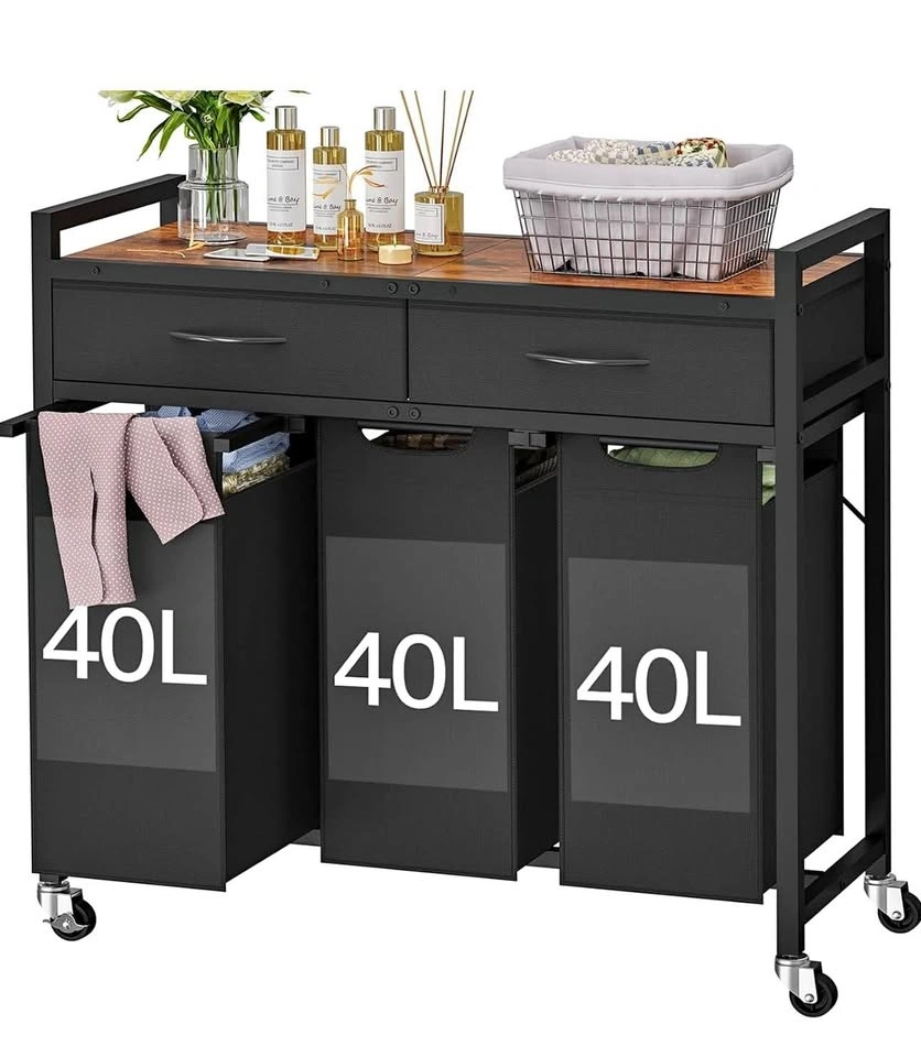 FIONESO Laundry Hamper with Drawers & Wheels
