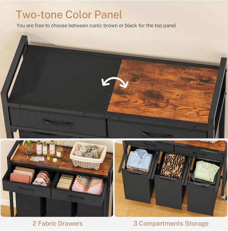 FIONESO Laundry Hamper with Drawers & Wheels - photo 4