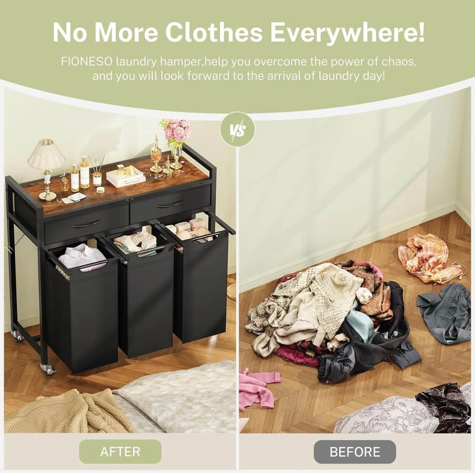 FIONESO Laundry Hamper with Drawers & Wheels - photo 5