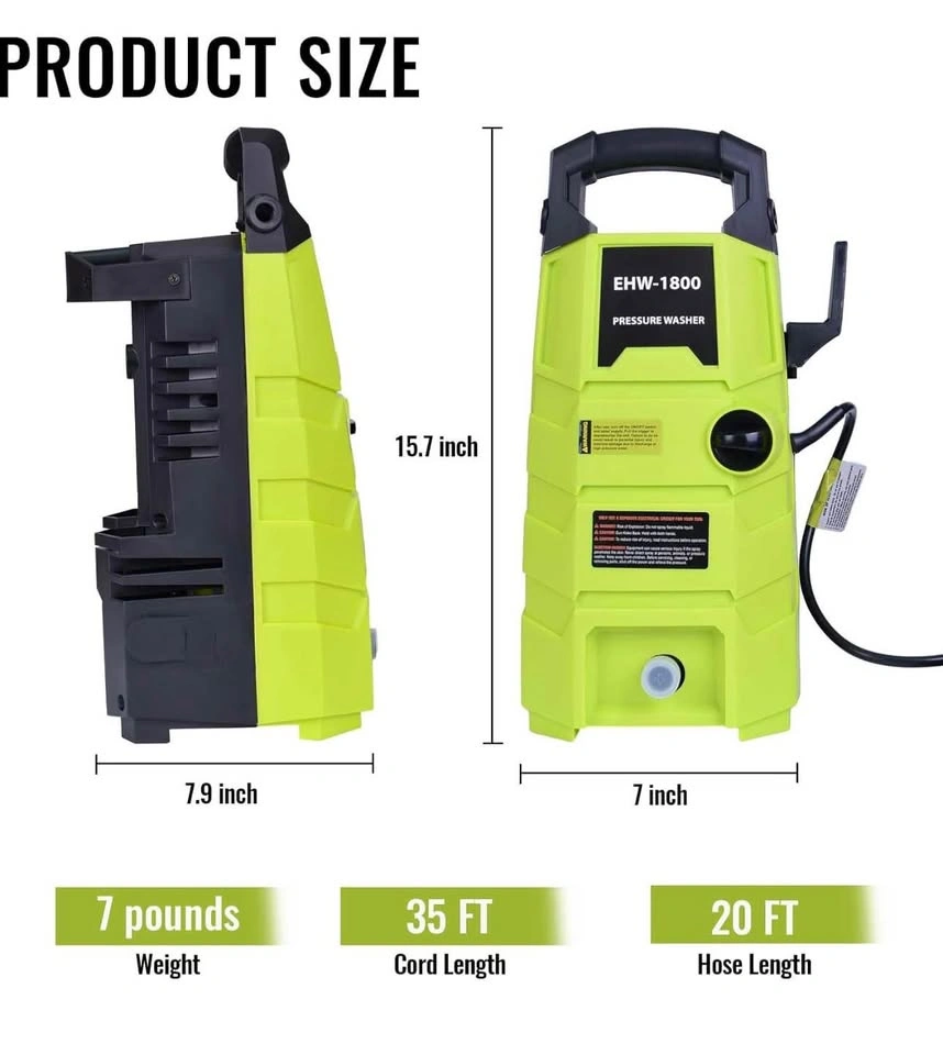 Electric Pressure Washer, 1800PSI 1.6GPM Portable Power Washer - photo 2