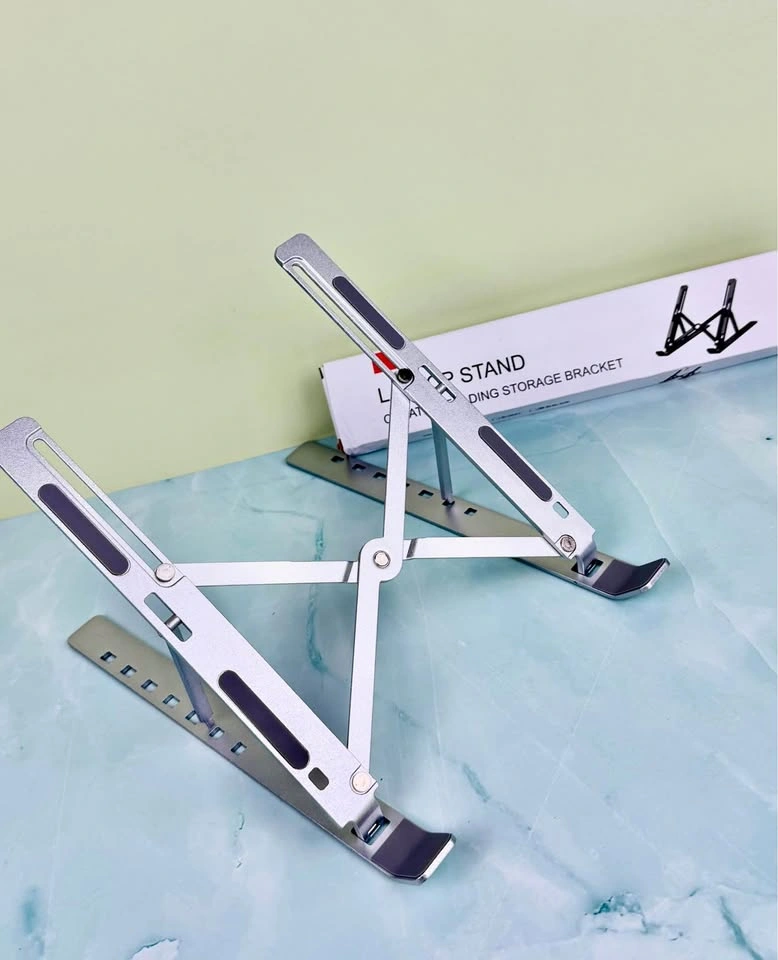 Foldable Aluminum Laptop Stand, Adjustable Height, Non-Slip, Por