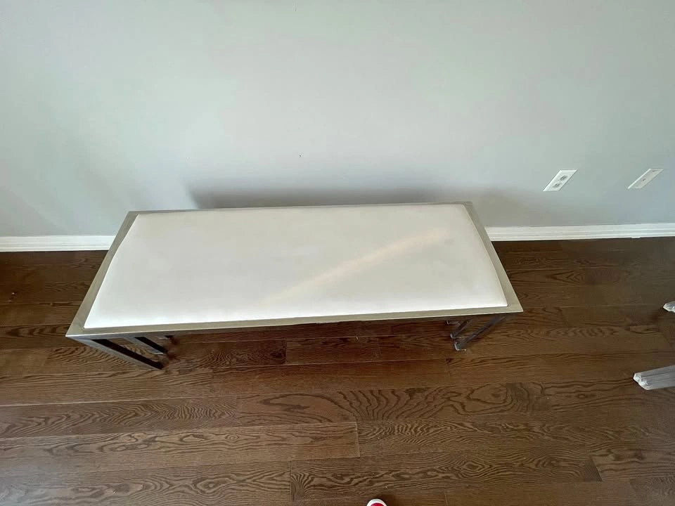 Modern Bench with 3 Clear Acrylic Chairs