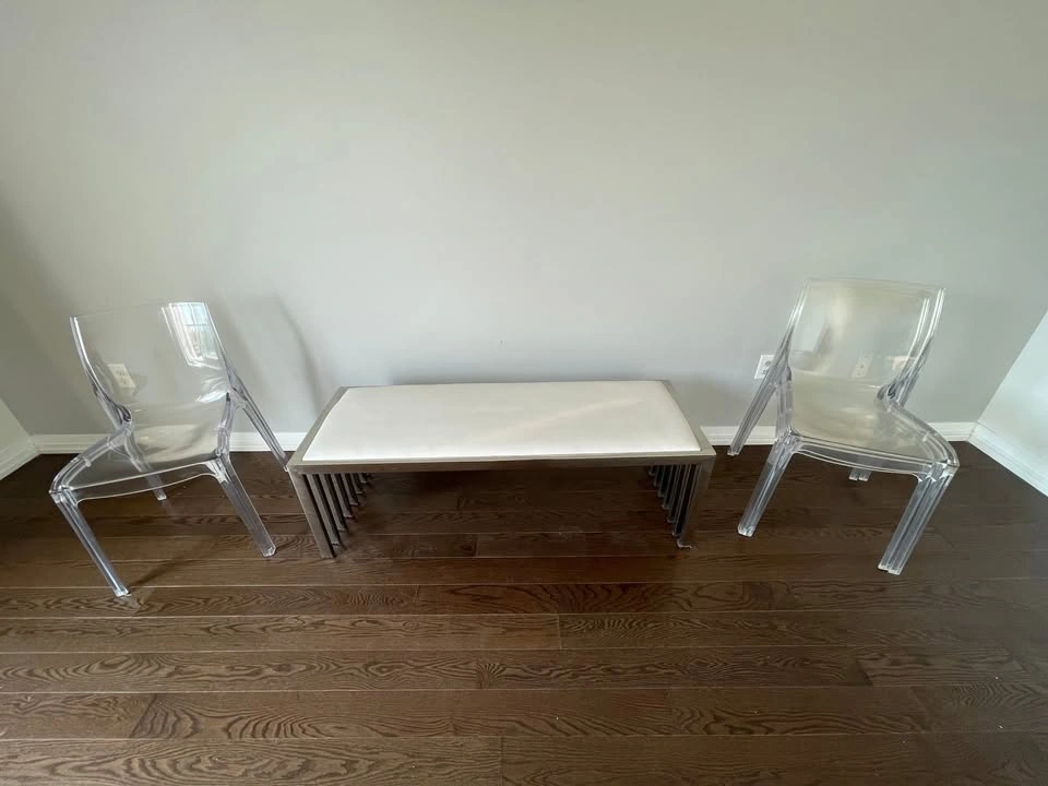 Modern Bench with 3 Clear Acrylic Chairs - photo 4