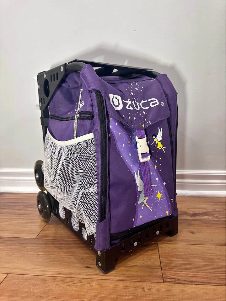 EUC ZUCA Rolling Bag Purple Fairy Skate Dance Gymnastics Travel