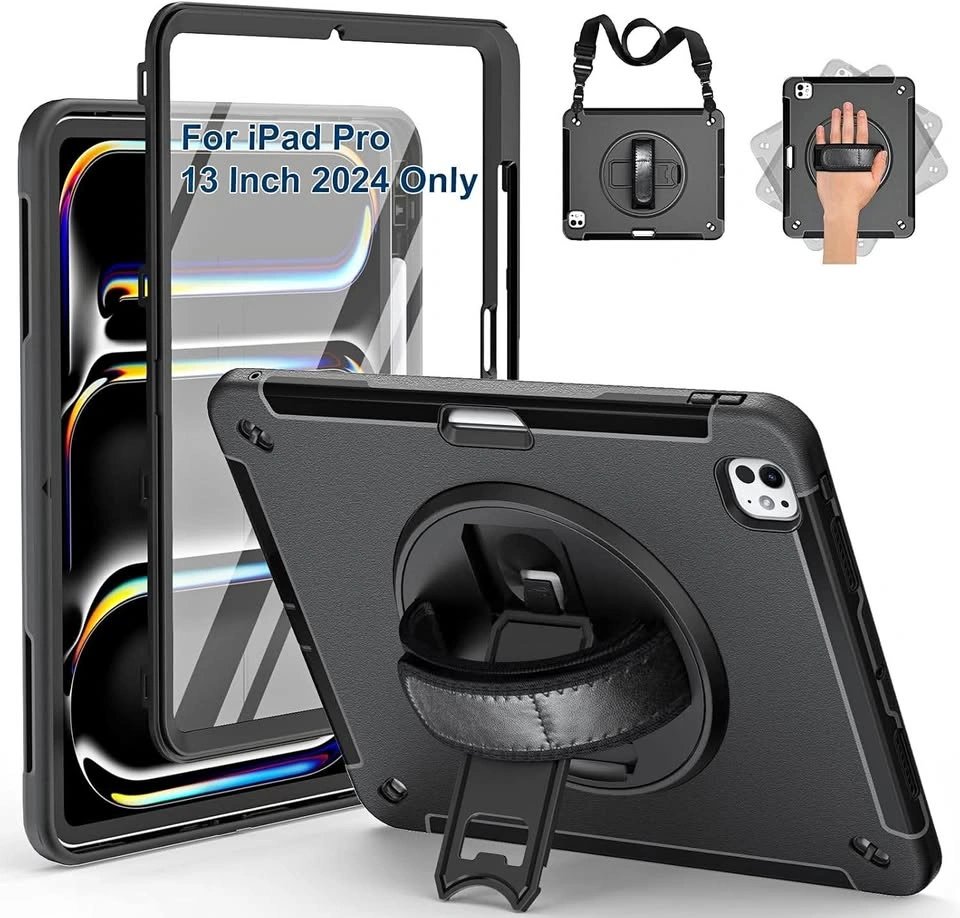 iPad Pro 13" 2024 Case with Screen Protector, Stand & Strap
