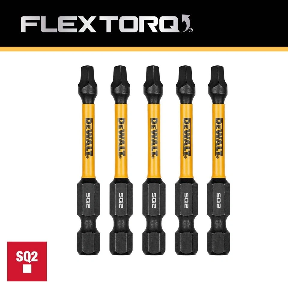 DEWALT FLEXTORQ Square #2 Robertson Impact Bits, 5-Pack, 1/4 x 2 - photo 5