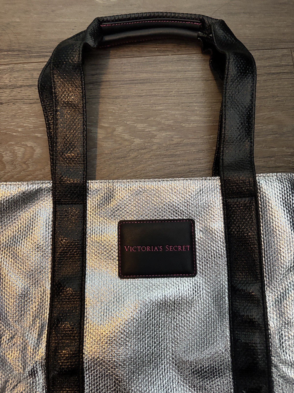 Victoria's Secret Large Metallic Silver Weekender Tote Bag - photo 2