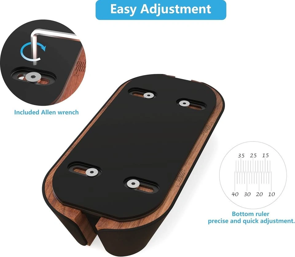 Vertical Laptop Stand, Walnut & Ebony Leather, Adjustable - photo 5