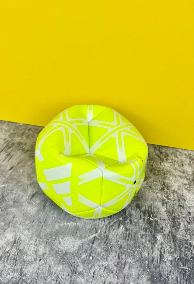 New Soccer Ball Size 4, Neon Yellow and White, Geometric Design - photo 3