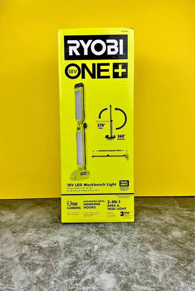 Ryobi PCL667B 18V ONE+ LED Workbench Light, 1700 Lumens, Tool On