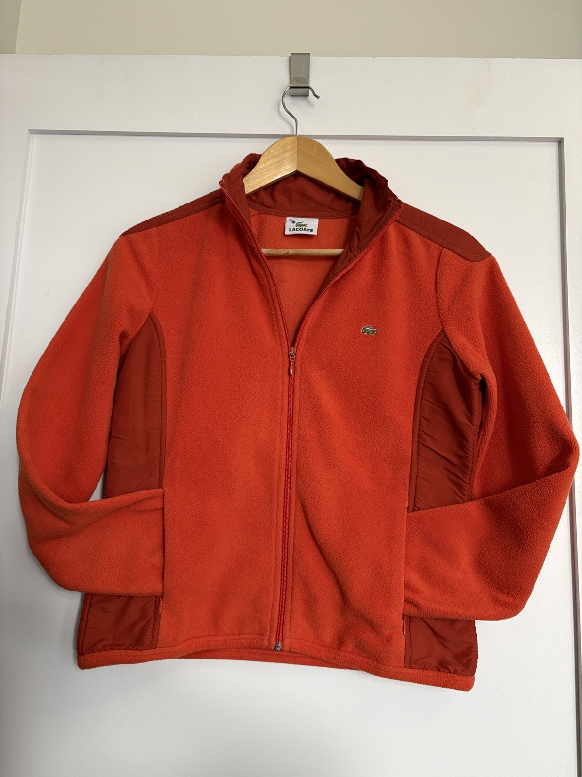Lacoste Sport Orange Fleece Full Zip Jacket Colorblock Performan