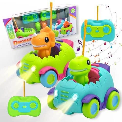 NEW Dinosaur Truck RC Cars for Toddlers, Pack of 2, Lights & Mus