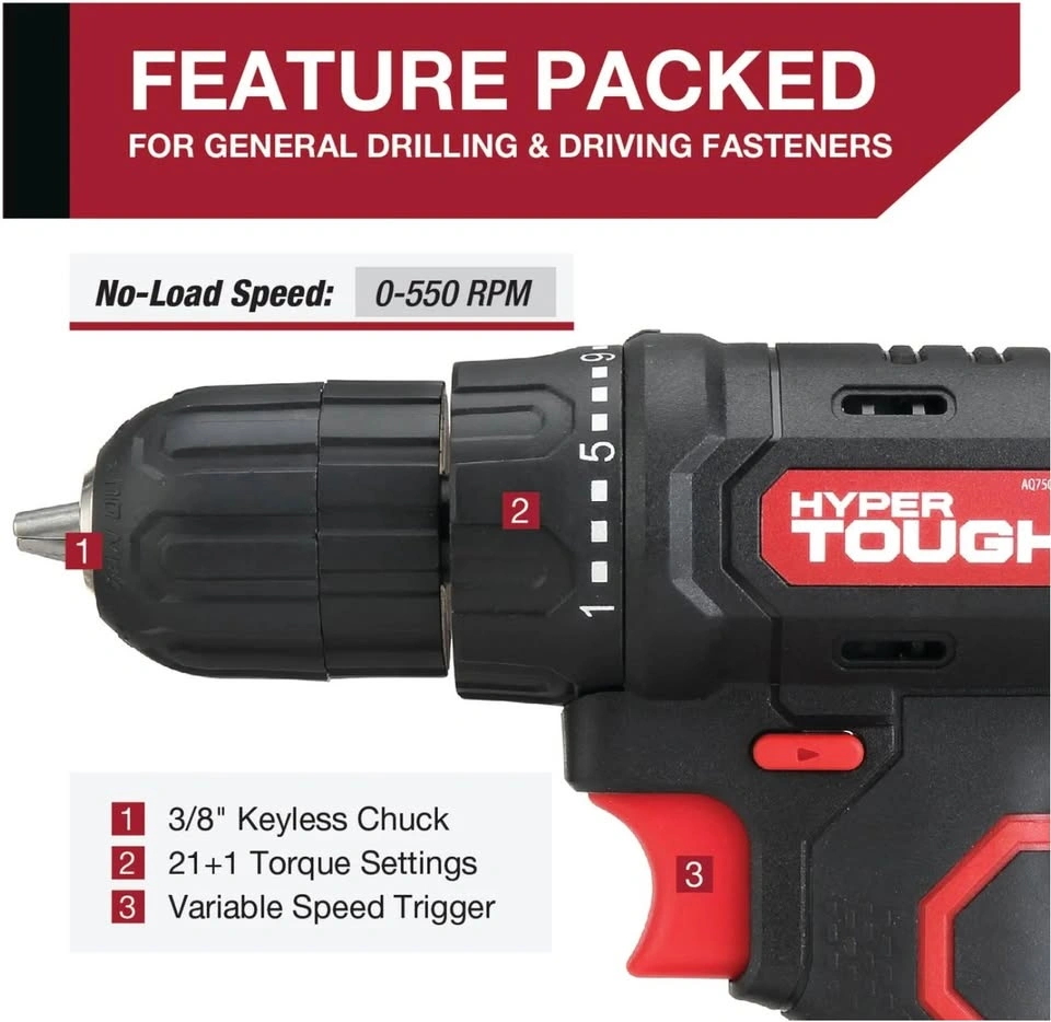 Hyper Tough 8V Max Cordless Drill, 3/8" Chuck, 1.5Ah Lithium-Ion - photo 3