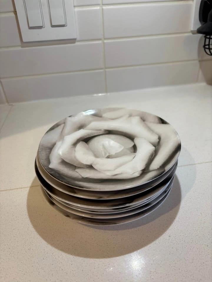 Black and White Rose Side Plates (set of 7) - photo 2