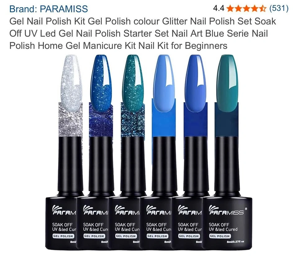 Gel Nail Polish Kit - Blue Series Glitter
