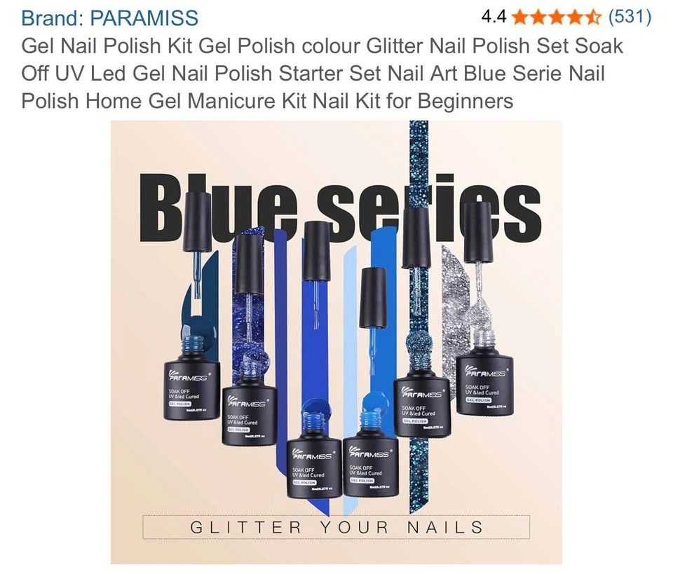 Gel Nail Polish Kit - Blue Series Glitter - photo 2