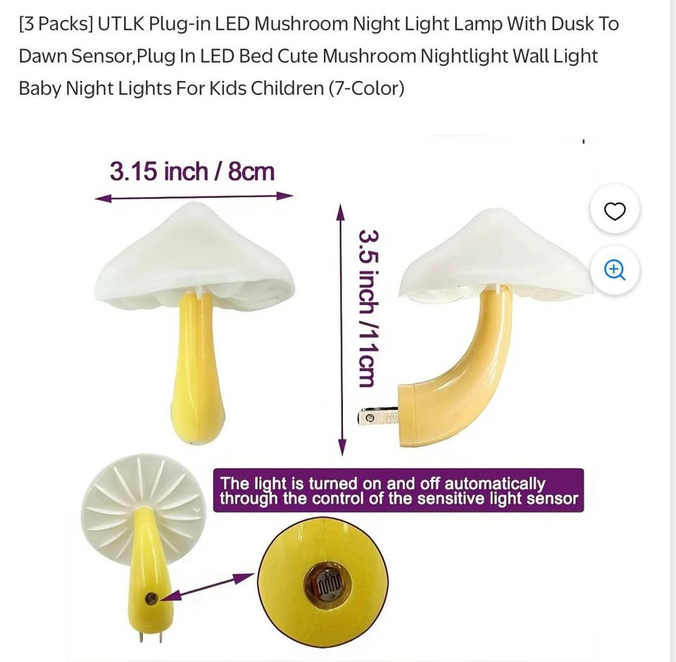 Plug-in LED Mushroom Night Light - photo 2