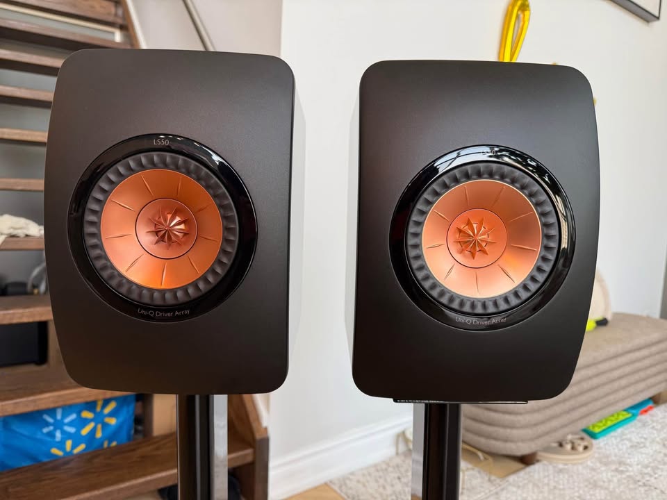 KEF LS50 Speakers + Stands (Black Copper)