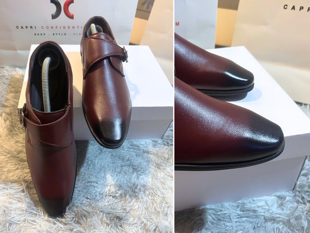 Men's Burgundy Single Monk Leather Dress Shoes - Size 10 - photo 3