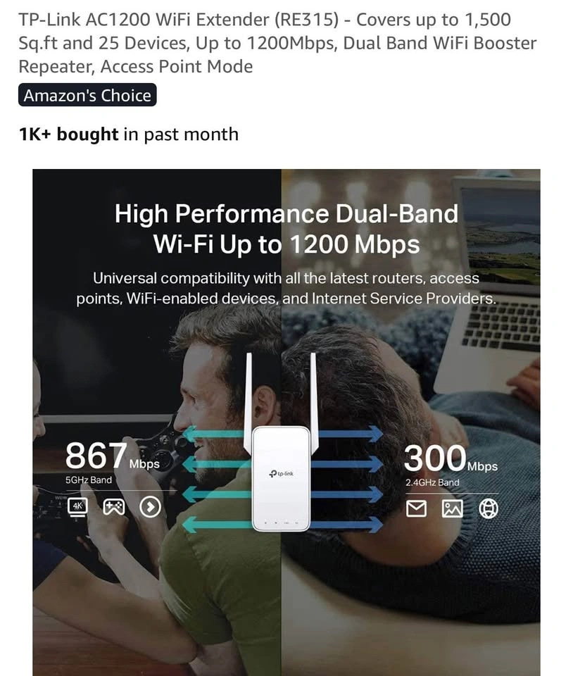 TP-Link AC1200 WiFi Extender (RE315) - photo 5