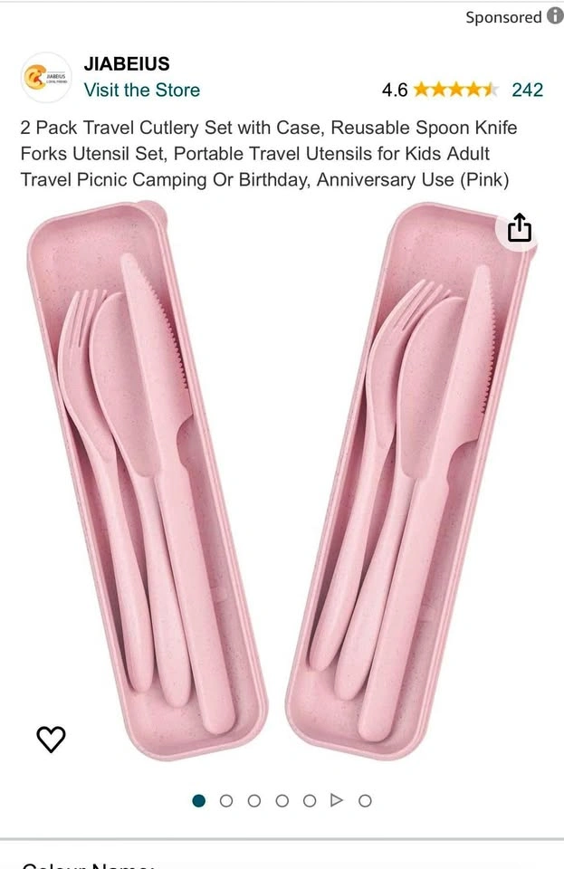 Cutlery Set with Case (Pink)