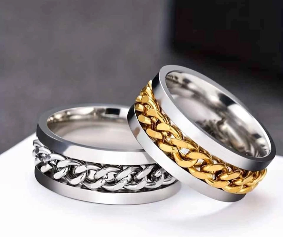 Stainless Steel Rotatable Chain Ring - Anxiety Relief Jewelry