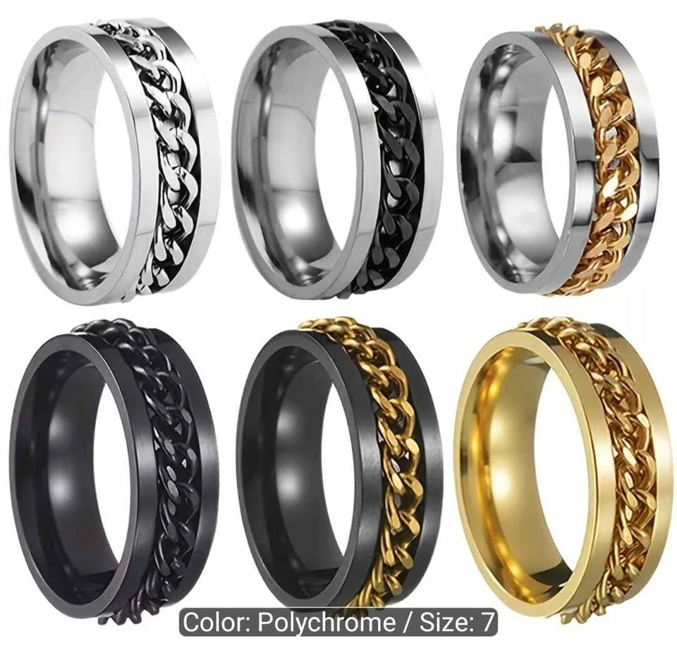 Stainless Steel Rotatable Chain Ring - Anxiety Relief Jewelry - photo 2