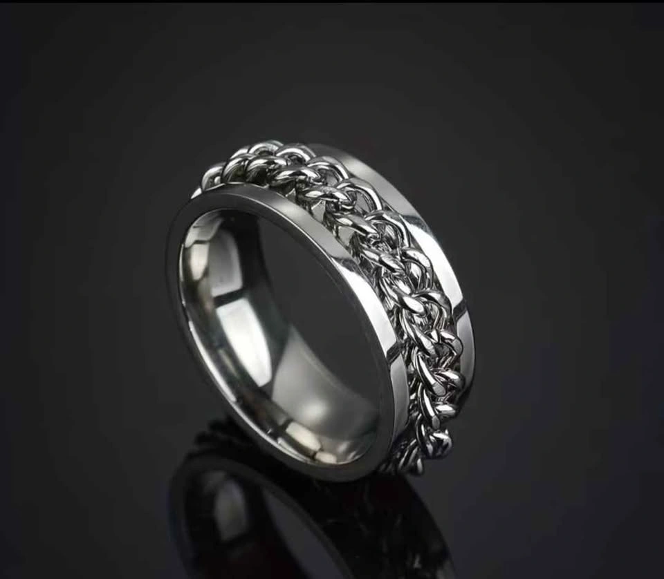Stainless Steel Rotatable Chain Ring - Anxiety Relief Jewelry - photo 3