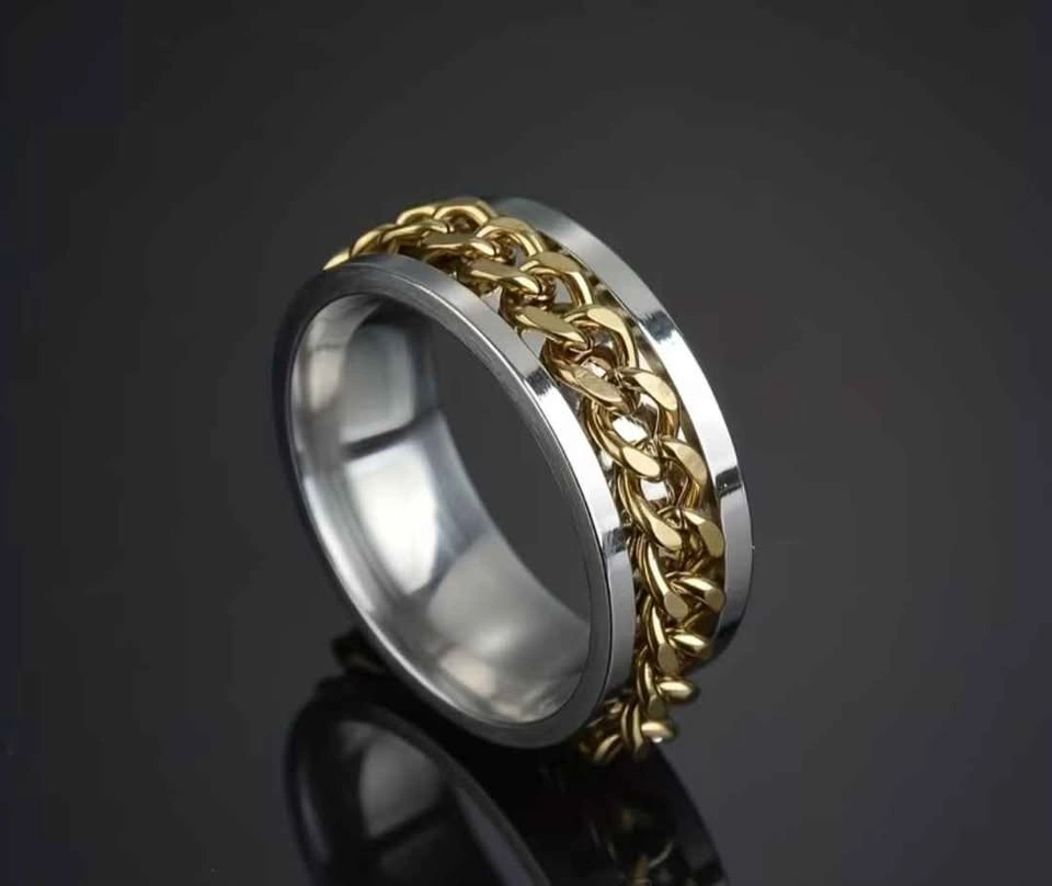 Stainless Steel Rotatable Chain Ring - Anxiety Relief Jewelry - photo 4