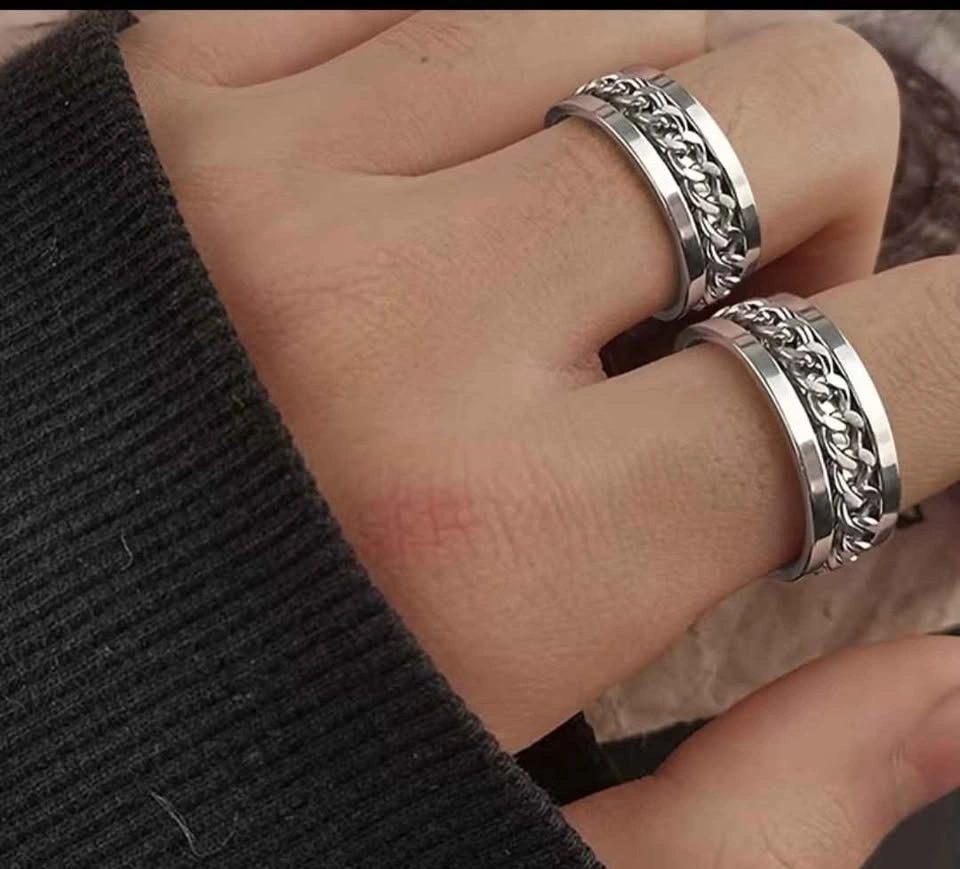 Stainless Steel Rotatable Chain Ring - Anxiety Relief Jewelry - photo 5
