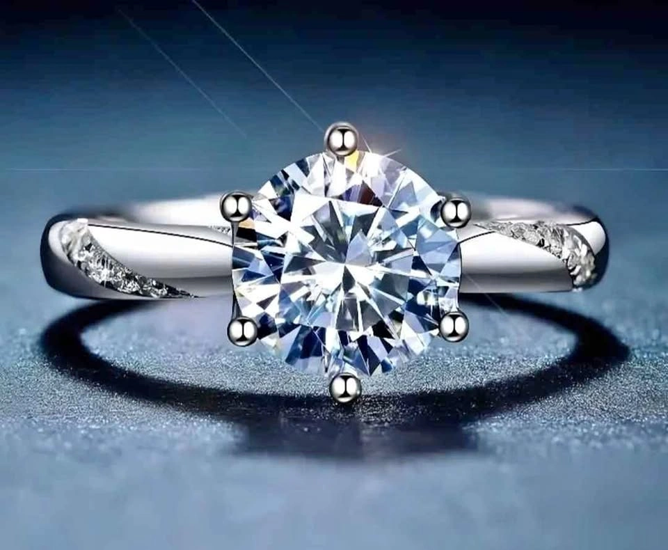 Classic 6 Prong Round Zirconia Engagement Ring for Women