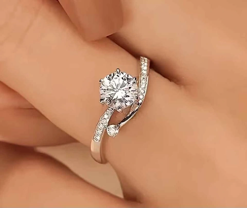 Women's Engagement Ring Easy Fashion Sparkling Synthetic Zirconi - photo 3