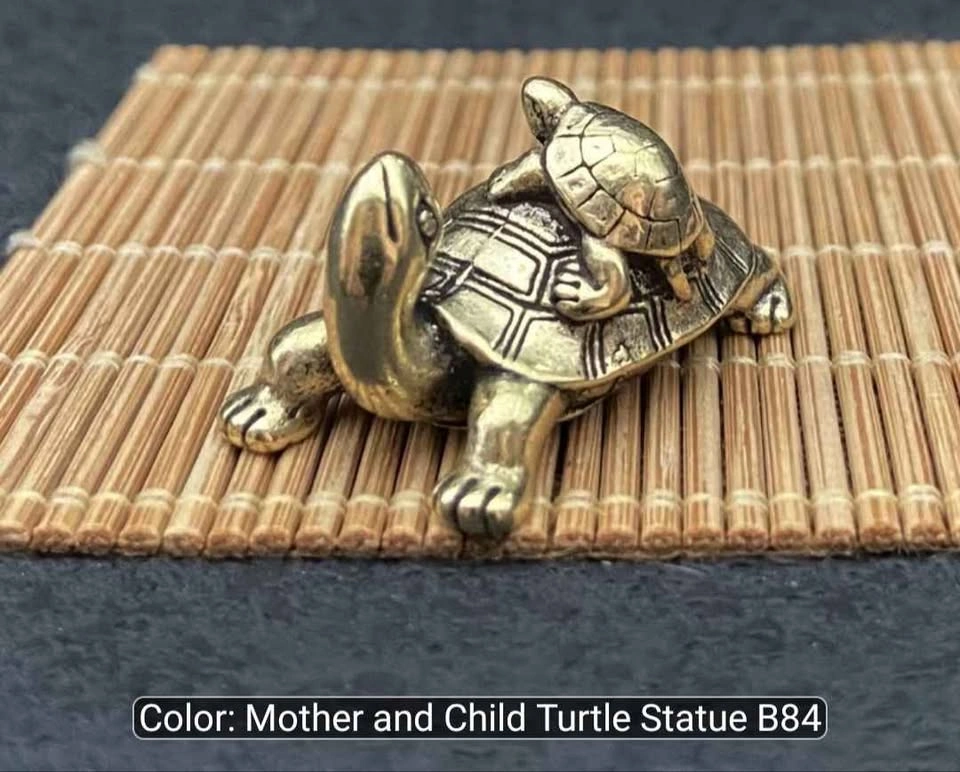 Solid Brass Turtle Figurine/Mother & Baby Turtle Statue/Brass - photo 2