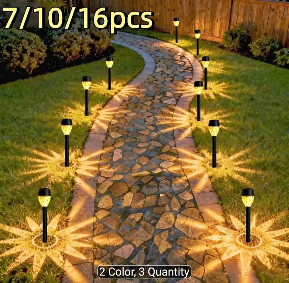 10 Pack Solar Garden Lights for Lawn Pathway Decor