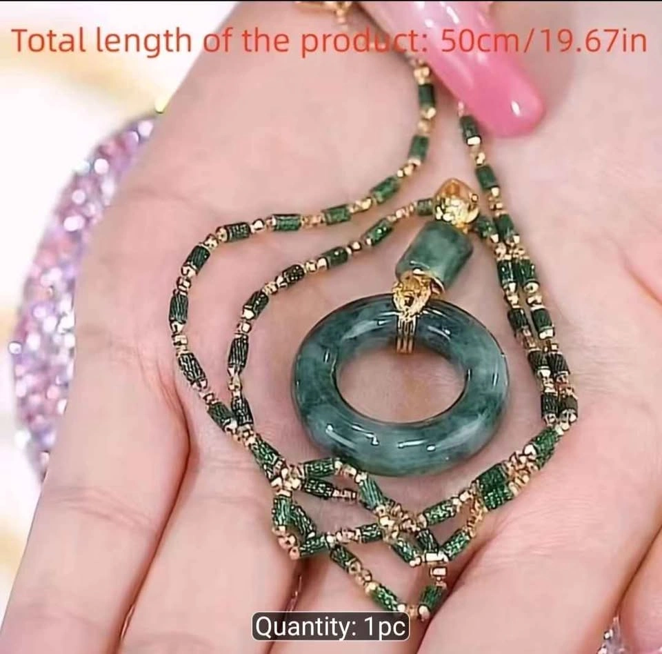 Elegant Necklace Light Luxury Popular Imitation Jade Pendant - photo 2