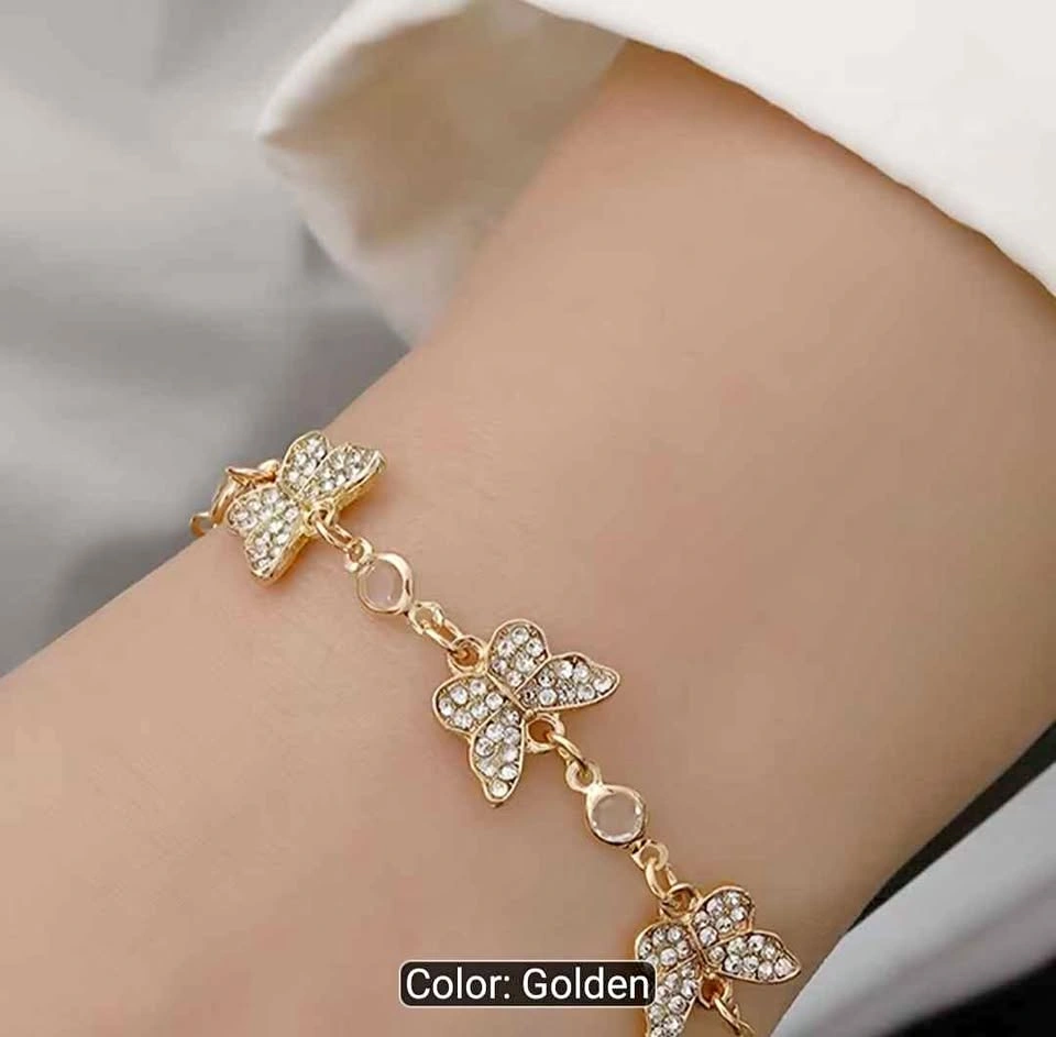 Elegant Golden Butterfly Bracelet/anklet with Sparkling Rhinesto