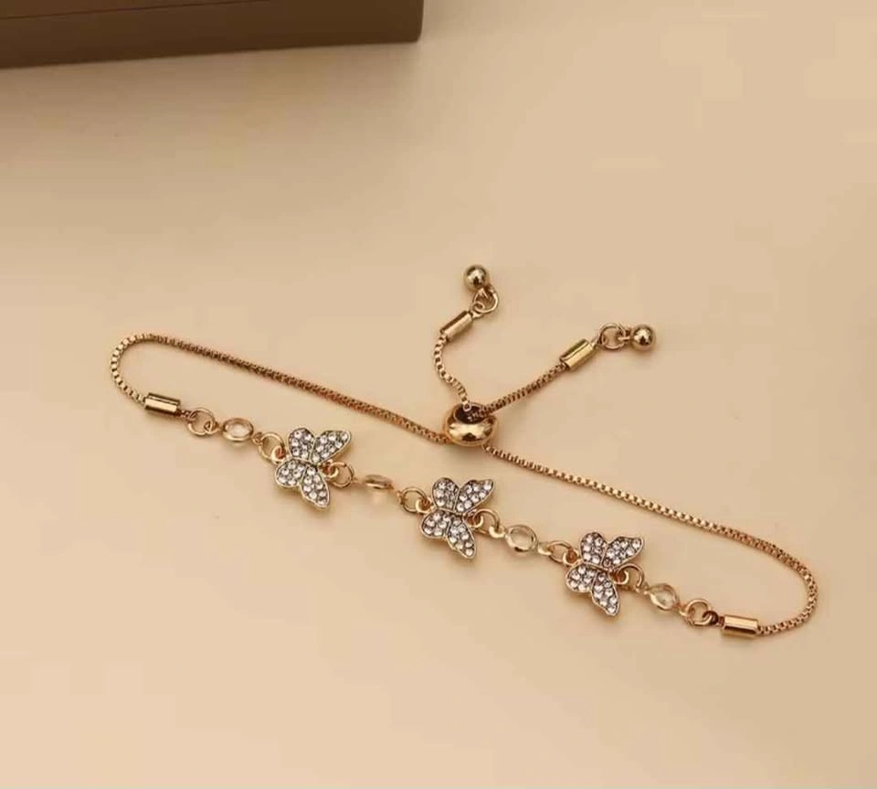Elegant Golden Butterfly Bracelet/anklet with Sparkling Rhinesto - photo 2