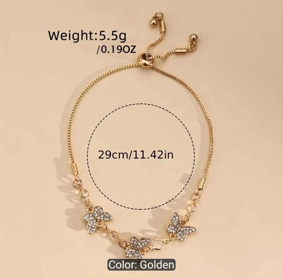 Elegant Golden Butterfly Bracelet/anklet with Sparkling Rhinesto - photo 4