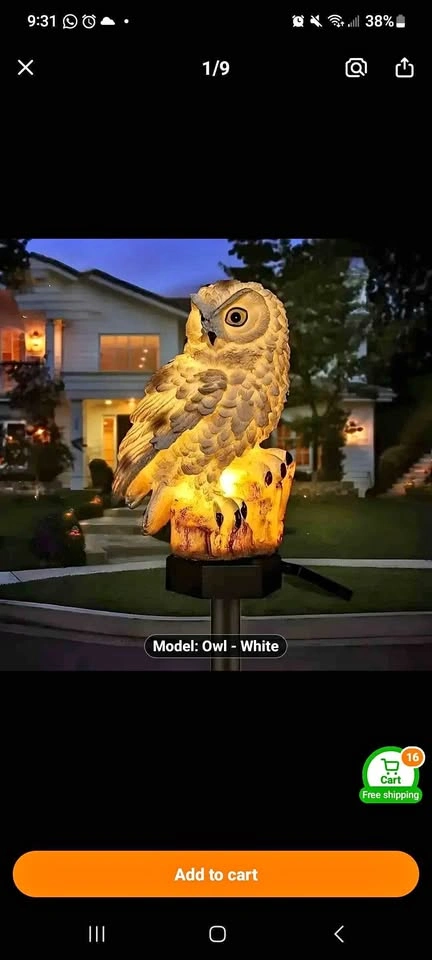 2 LED Solar Owl Lights Lawn Light - Decorative
